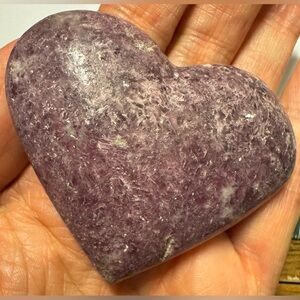 Beautiful Solid Lepidolite Heart - Weight 3.4 Ounces With Natural Inclusions